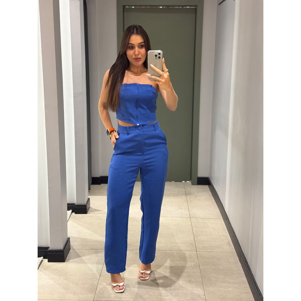 CONJUNTO JULIANA ALFAIATARIA AZUL