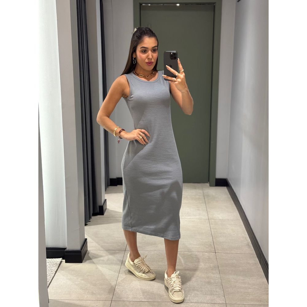 VESTIDO CANELADO BECCA MESCLA
