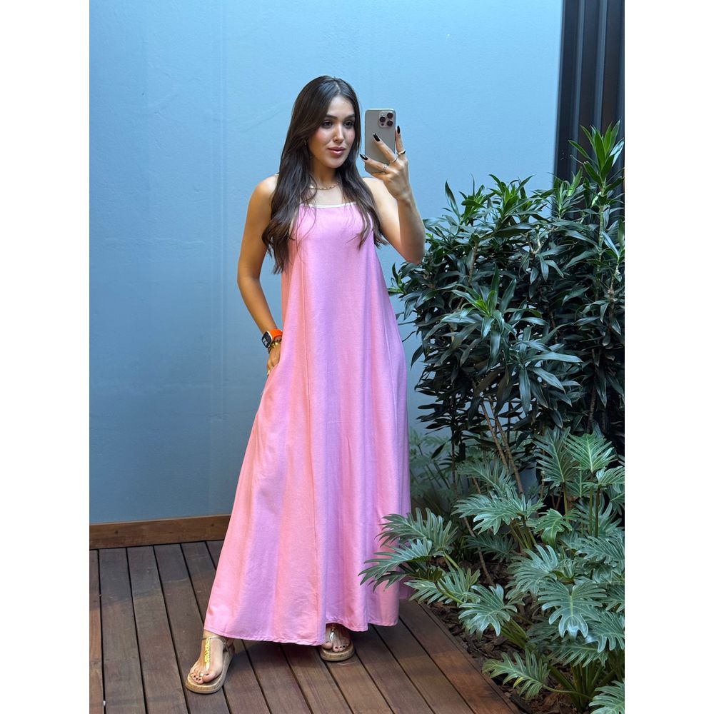 VESTIDO MILENA LONGO ROSA