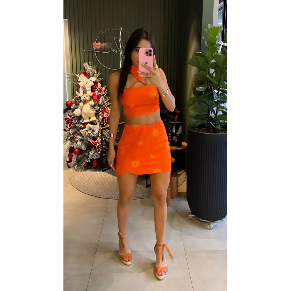CONJUNTO FLOWERS LARANJA