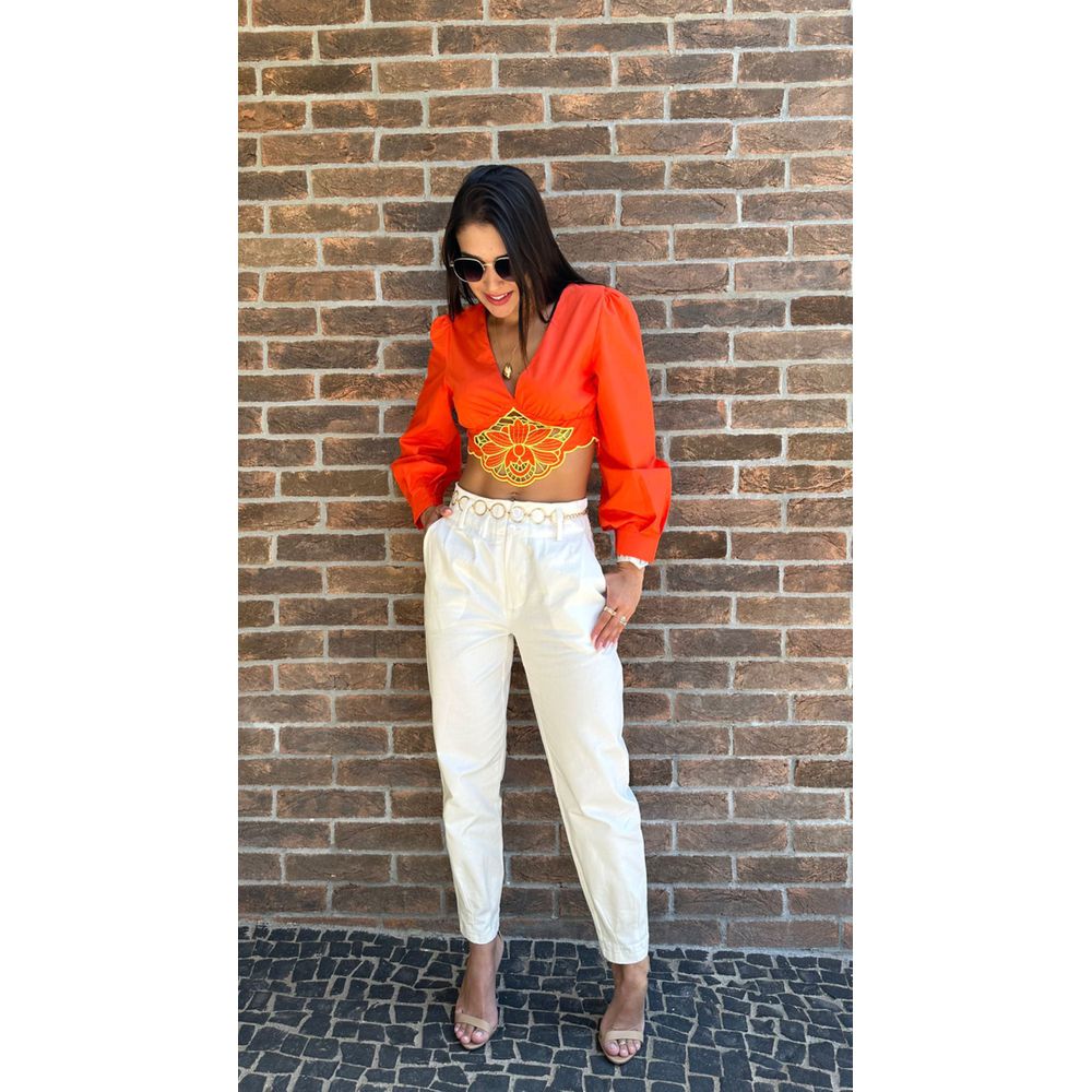 CROPPED FLOR LARANJA