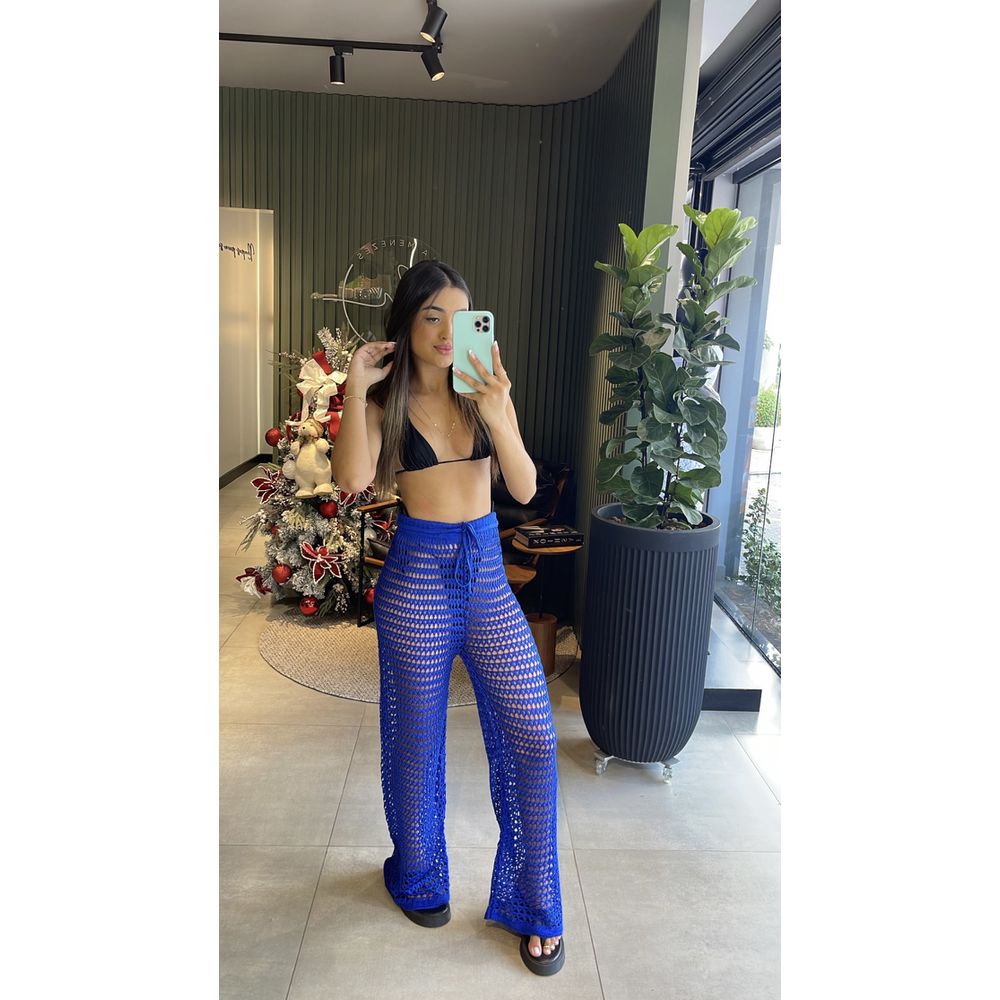 SAÍDA CALÇA CROCHÊ AZUL BIC