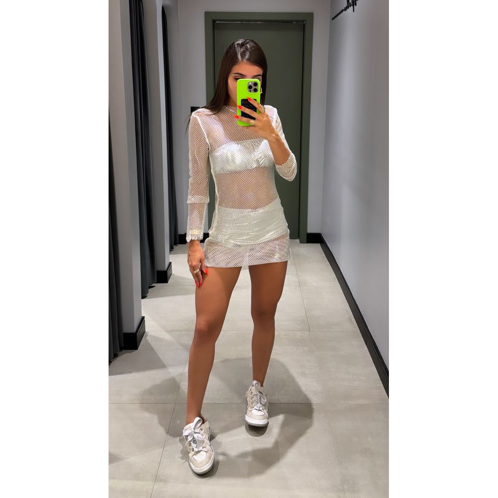 CONJUNTO HOT PANT METALIZADO PRATA