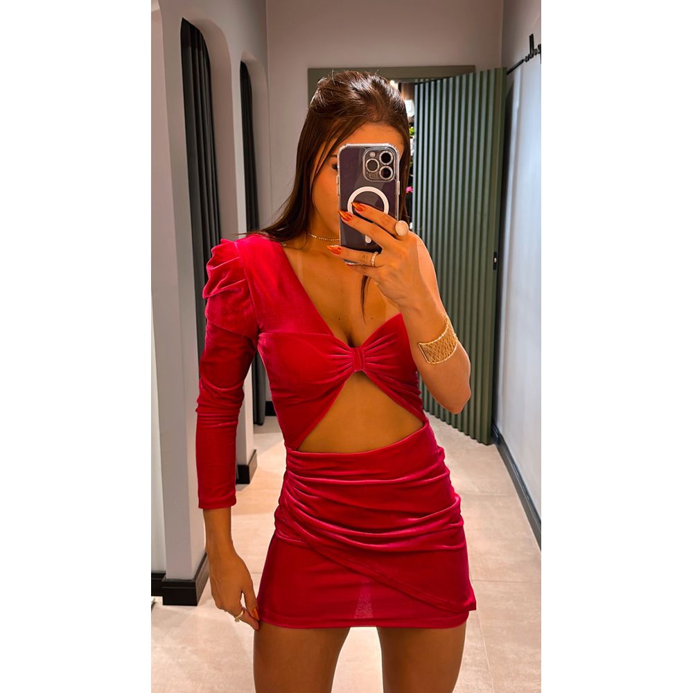 VESTIDO VELUDO NULA MANGA PINK