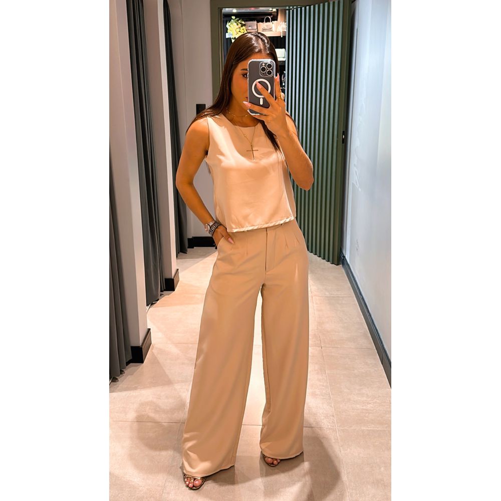 CONJUNTO ALFAIATARIA CALÇA PANTALONA NUDE