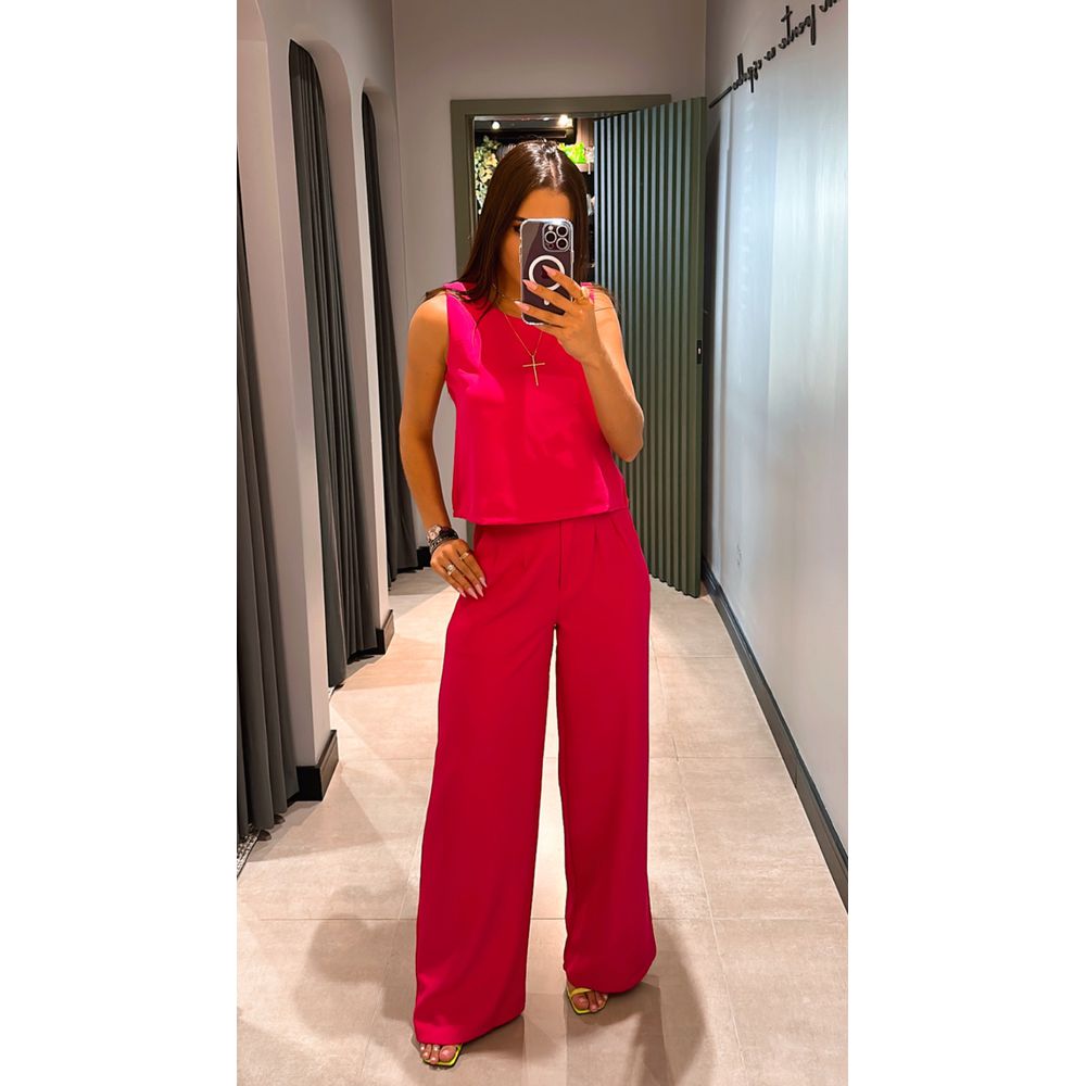 CONJUNTO ALFAIATARIA CALÇA PANTALONA PINK