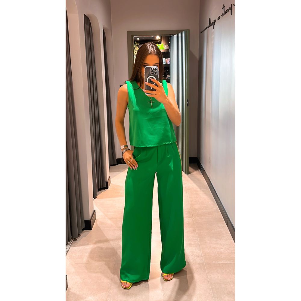 CONJUNTO ALFAIATARIA CALÇA PANTALONA VERDE 