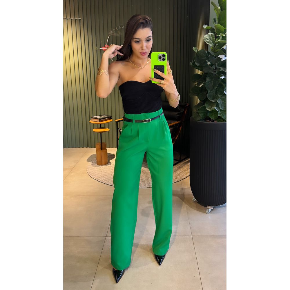 CALÇA PANTALONA ALFAIATARIA VERDE 