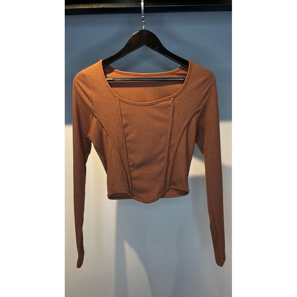 CROPPED VIES CANELADO MARROM