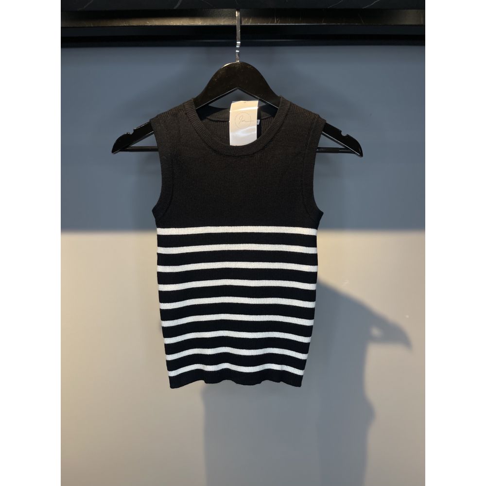 BLUSA LISTRADA TRICOT PRETO