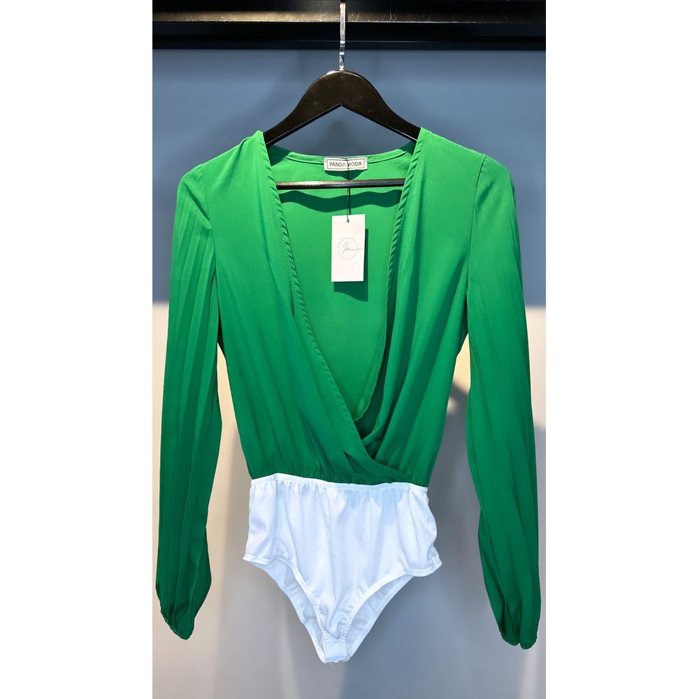 BODY MANGA PLISSADA VERDE 