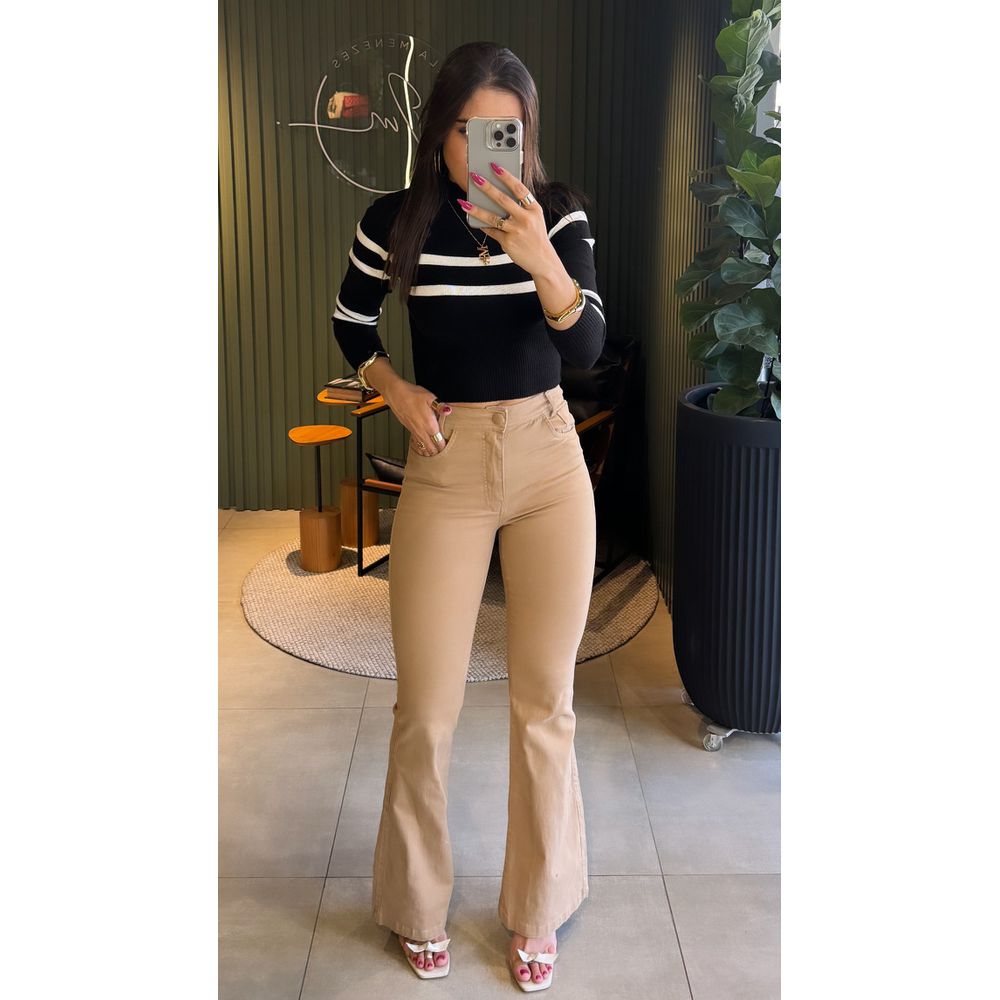 BLUSA IARA TRICOT LISTRADO PRETO E BRANCO