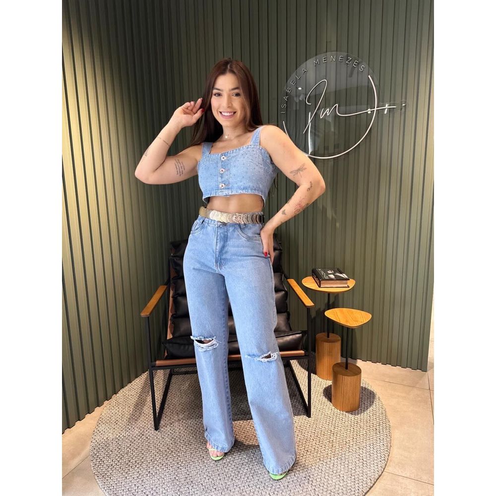 CROPPED JEANS STRASS JEANS