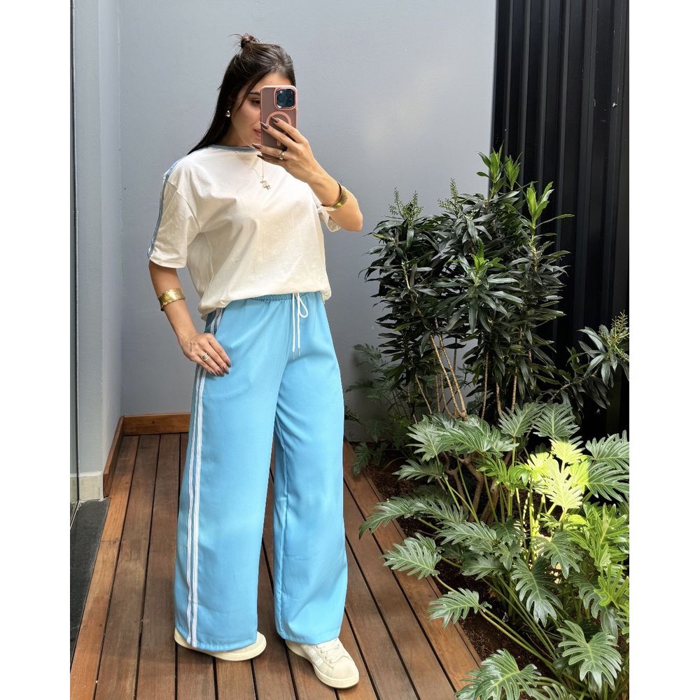 CALÇA TRACK PANTS AZUL BEBE