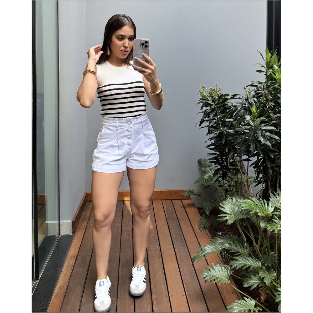 SHORT JEANS CLOCHARD CRMN BRANCO