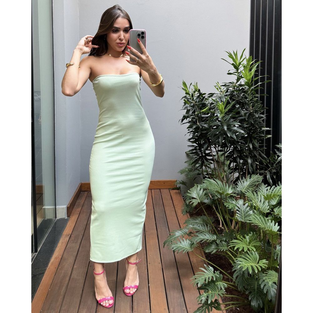 VESTIDO TQC MIDI VERDE MENTA