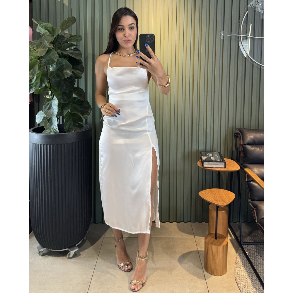 VESTIDO SLIP DRESS MIDI OFF WHITE