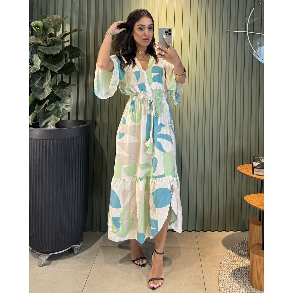 VESTIDO ISIS VERDE AGUA ESTAMPADO