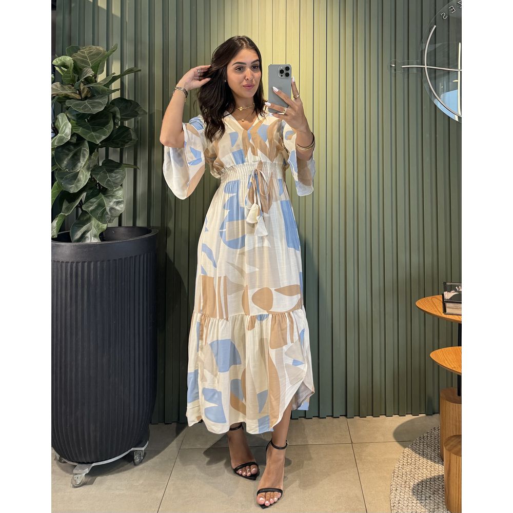 VESTIDO ISIS BEGE ESTAMPADO