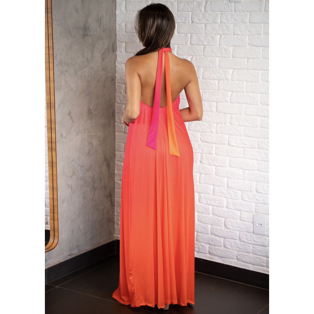VESTIDO LONGO LENITA PINK / LARANJA