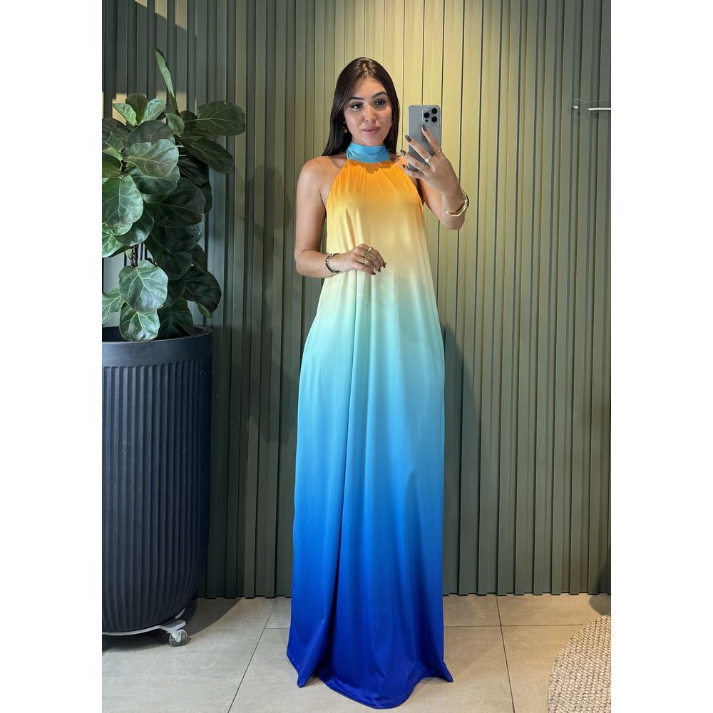 VESTIDO LONGO LENITA AMARELO / AZUL