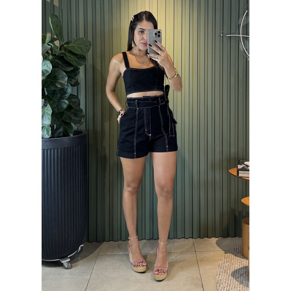 SHORT CLOCHARD PRETO