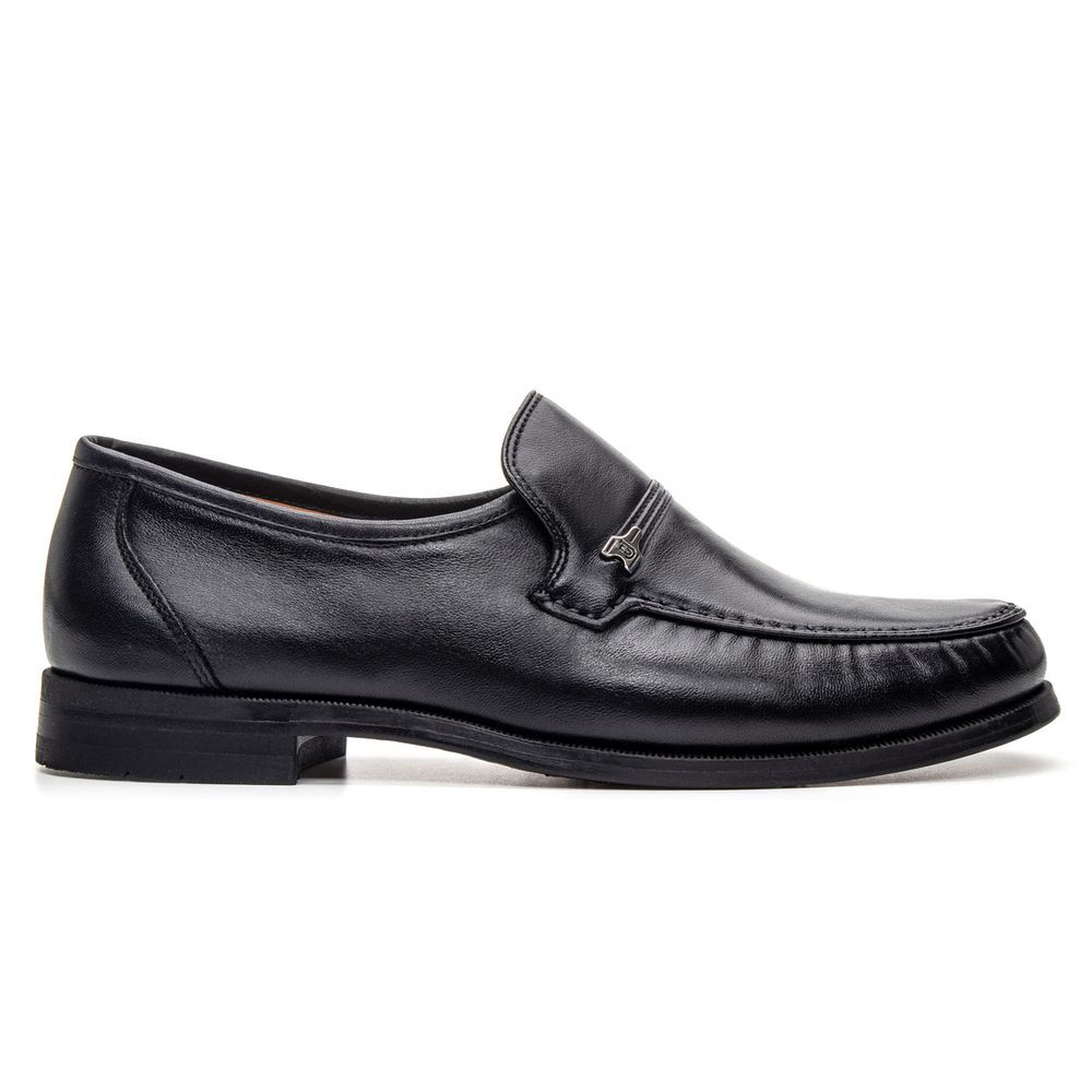 Clássico Mocassim Preto 001b Solado De Borracha