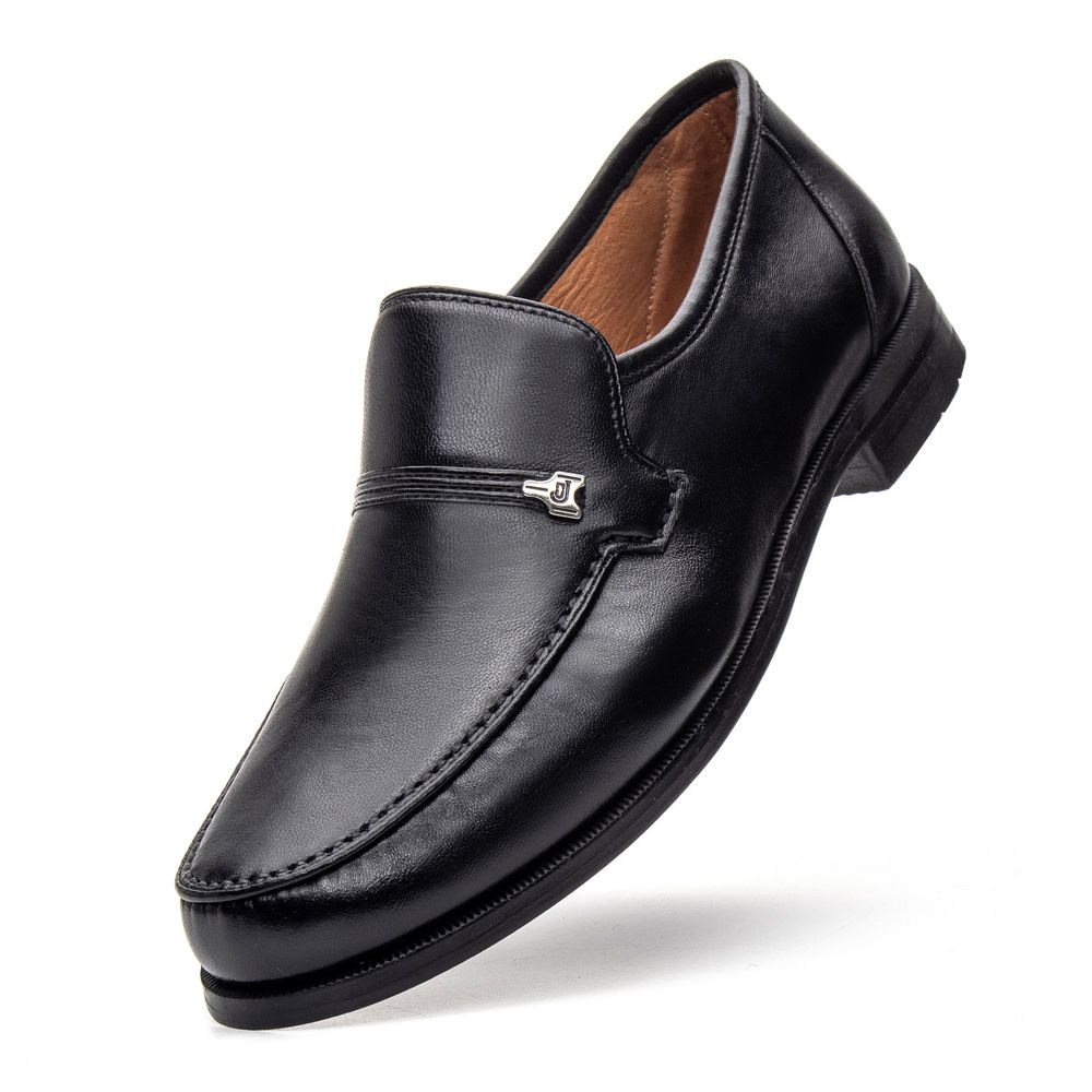 Clássico Mocassim Preto 001 Couro e Antiderrapante