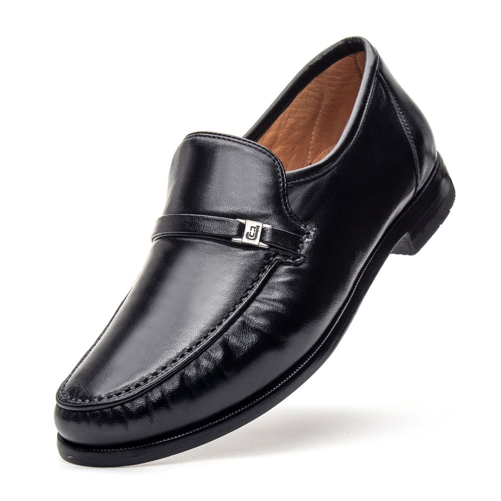Clássico Mocassim Preto 077 Couro e Antiderrapante