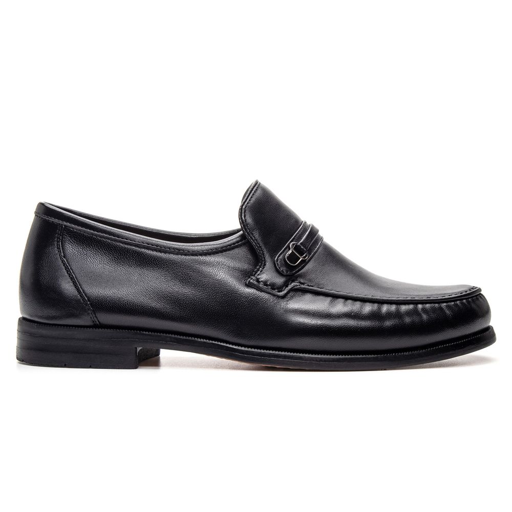 Clássico Mocassim Preto 095 Couro e Antiderrapante