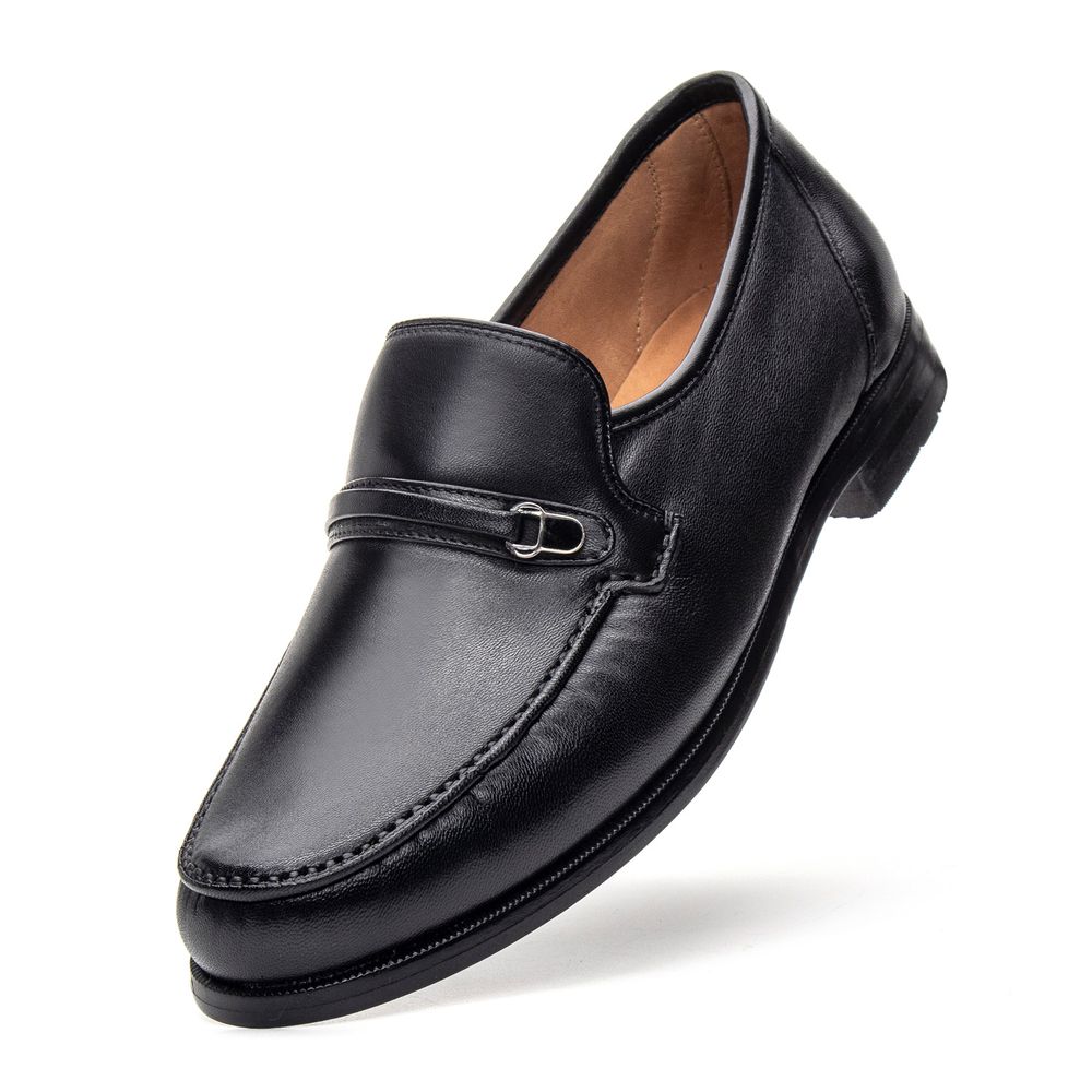 Clássico Mocassim Preto 095 Couro e Antiderrapante