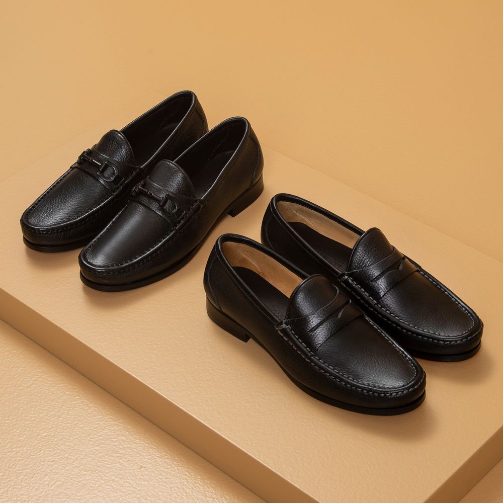 Mocassim Monaco Black Floater Solado de Couro
