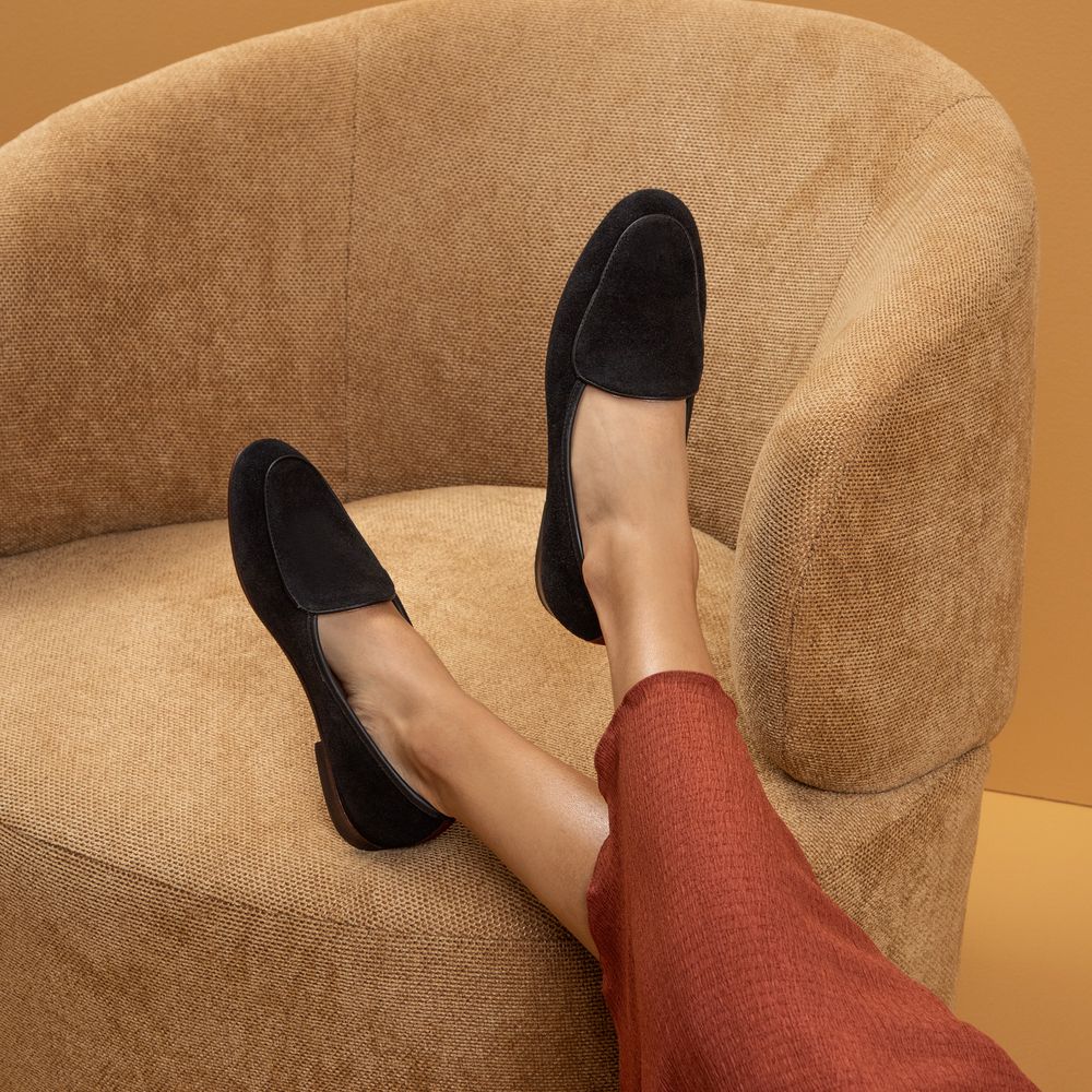 Sapato Feminino Loafer Costanza Suede Preto