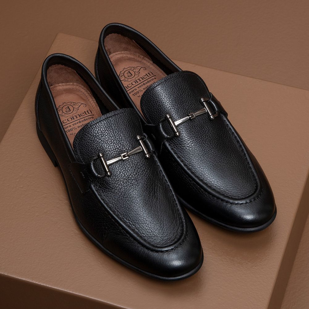 Mocassim Mantova Preto Solado de Borracha