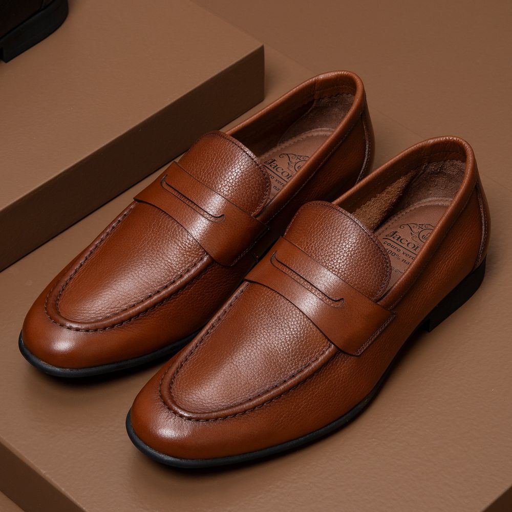 Mocassim Modena Tan Solado de Borracha