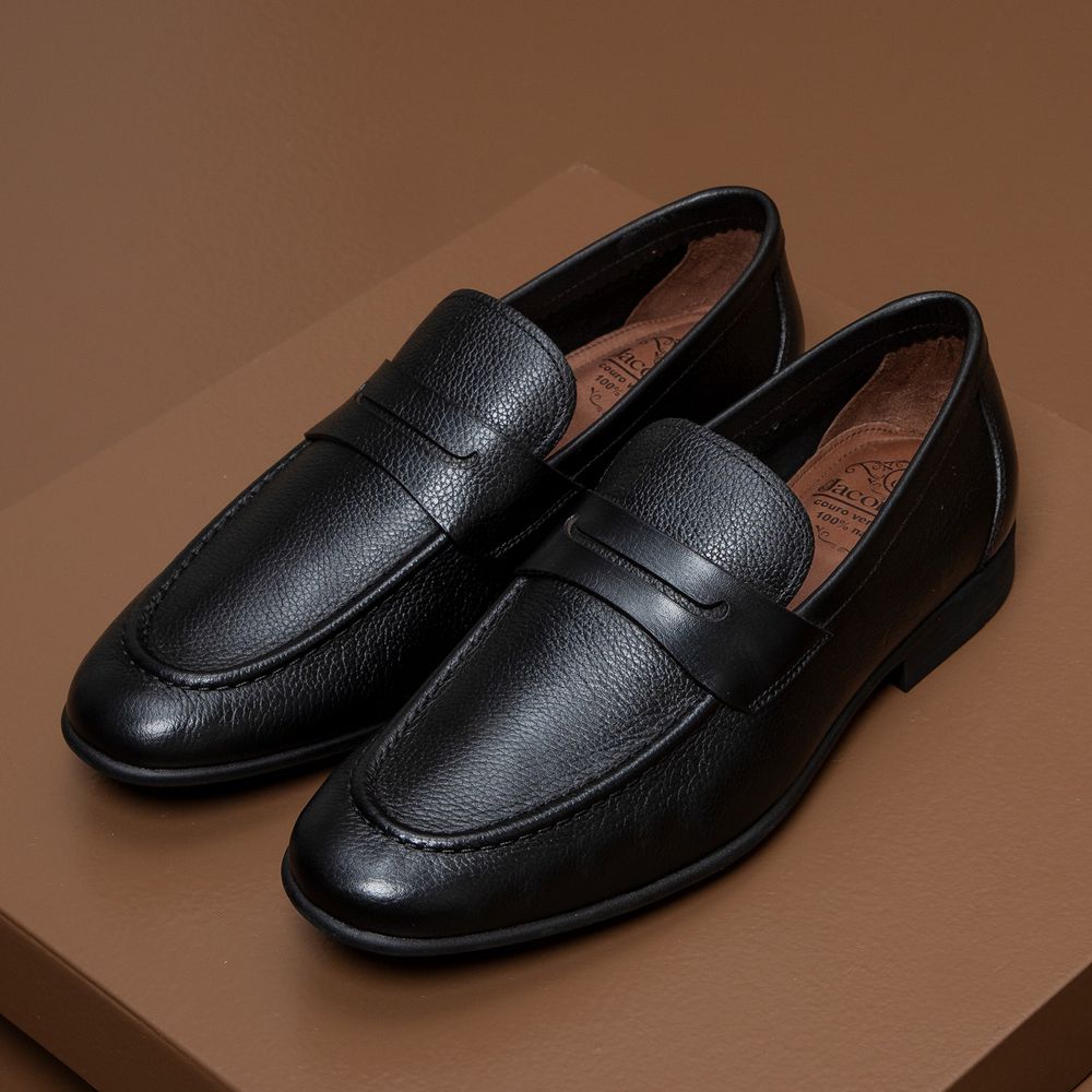 Mocassim Modena Preto Solado de Borracha