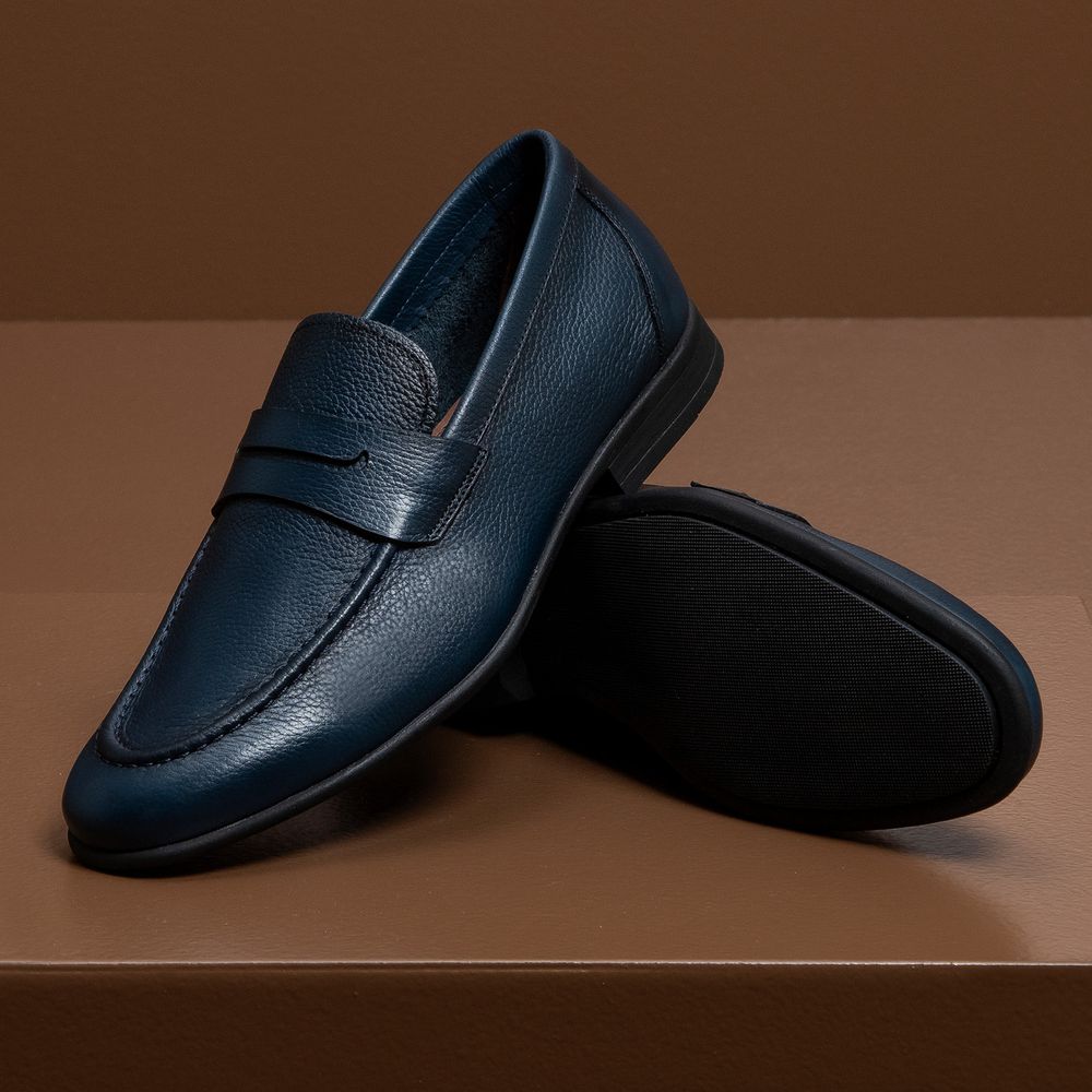Mocassim Modena Azul Solado de Borracha