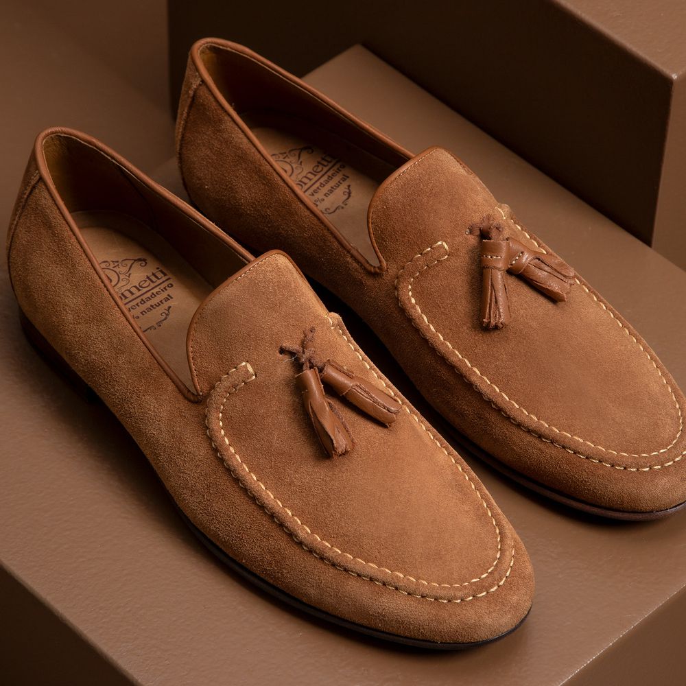 Mocassim Loafer Tassel Napoli Camurça Whisky
