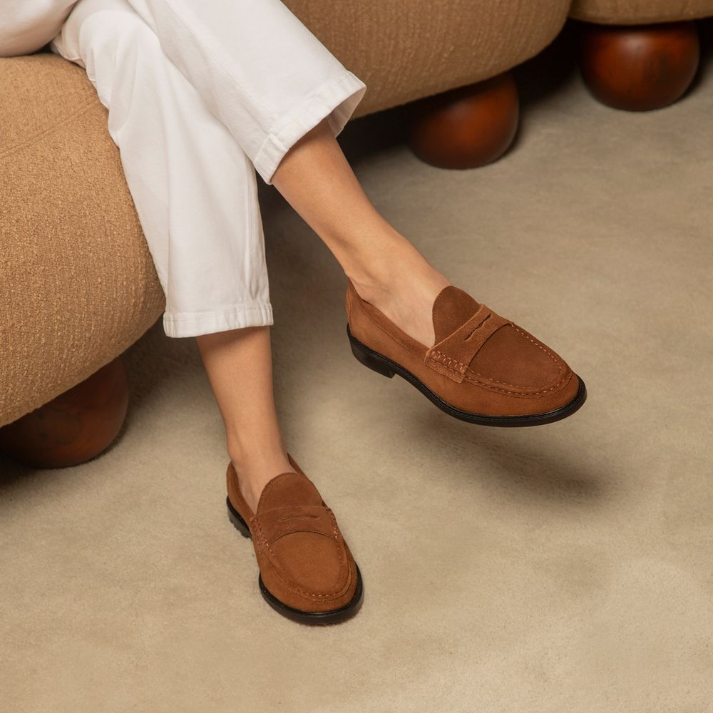 Mocassim Feminino Ornella Havana Suede