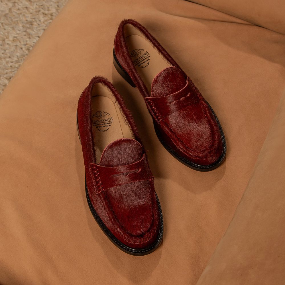 Mocassim Feminino Ornella Pelo Vinho