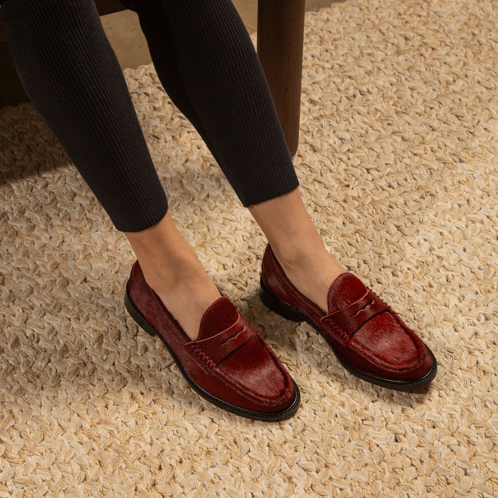 Mocassim Feminino Ornella Pelo Vinho