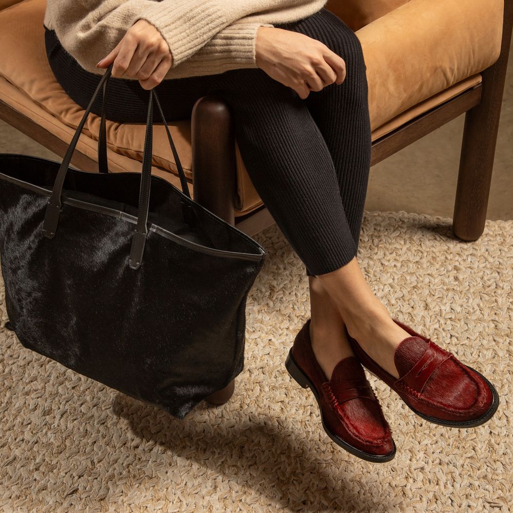 Mocassim Feminino Ornella Pelo Vinho