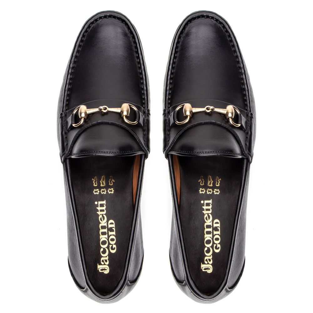 Mocassim Gold Preto Solado de Couro