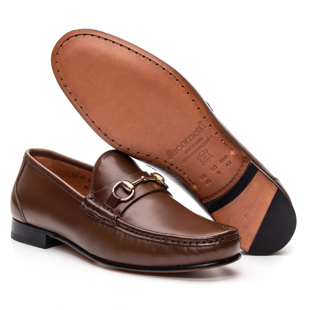 Mocassim Gold Capuccino Solado de Couro