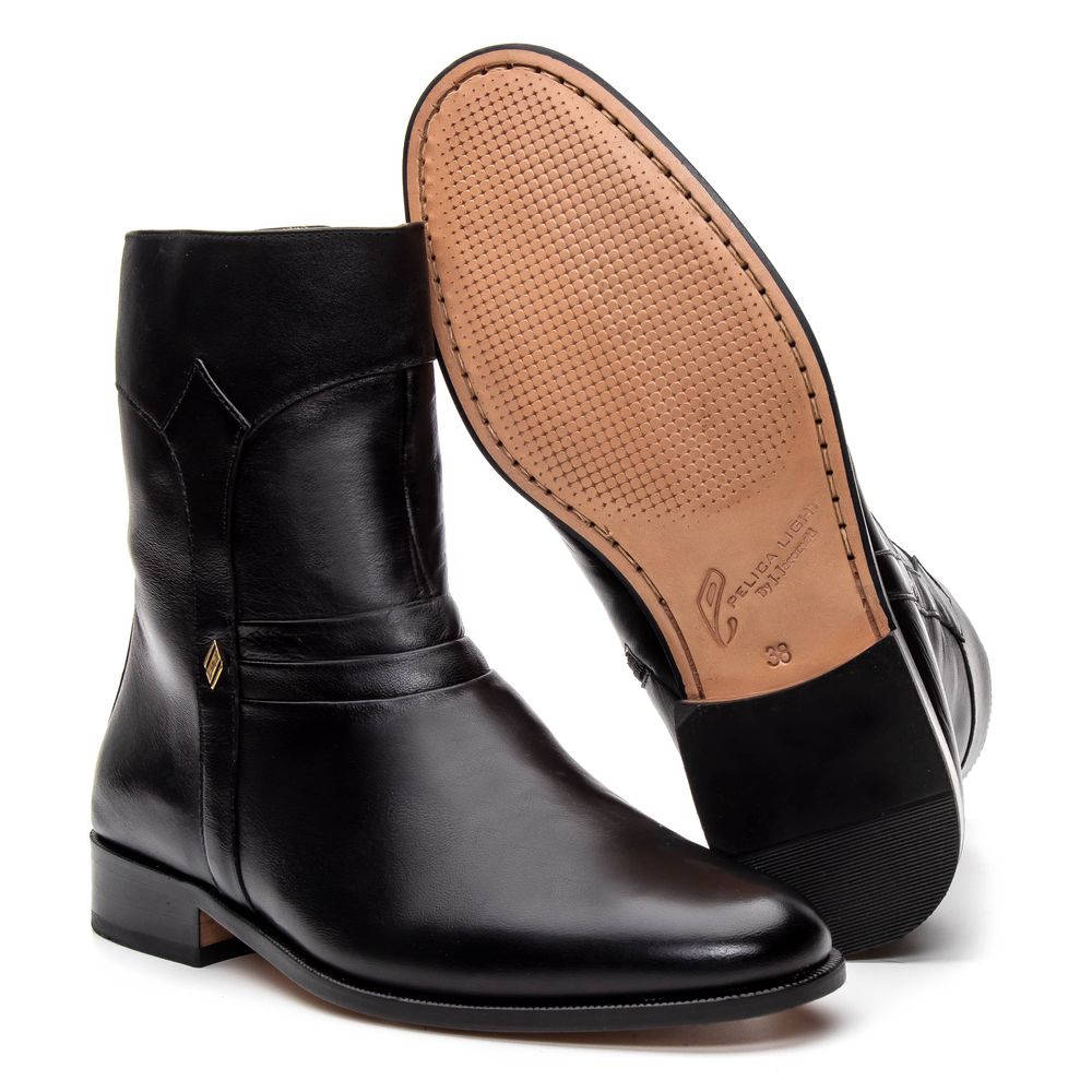 Tamanho Especial Bota Social Masculina Preta 7024