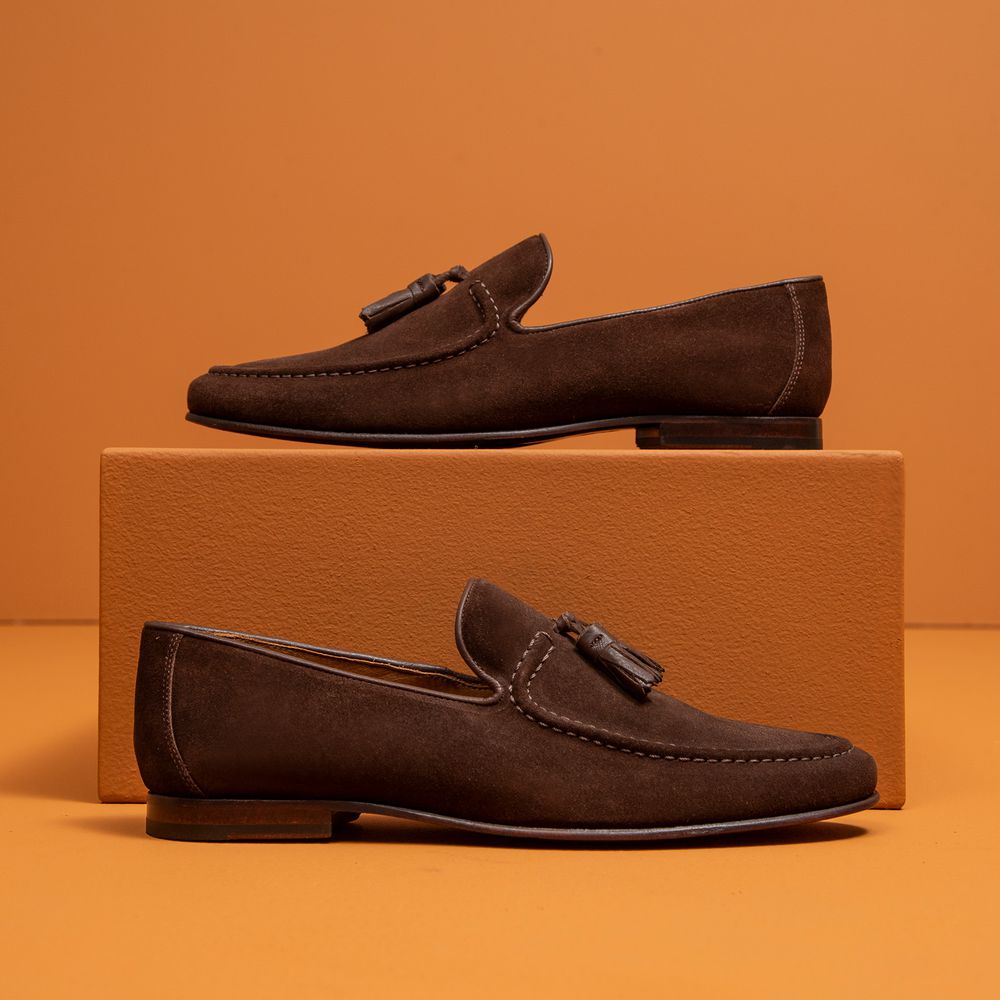 Mocassim Loafer Tassel Napoli Camurça Café