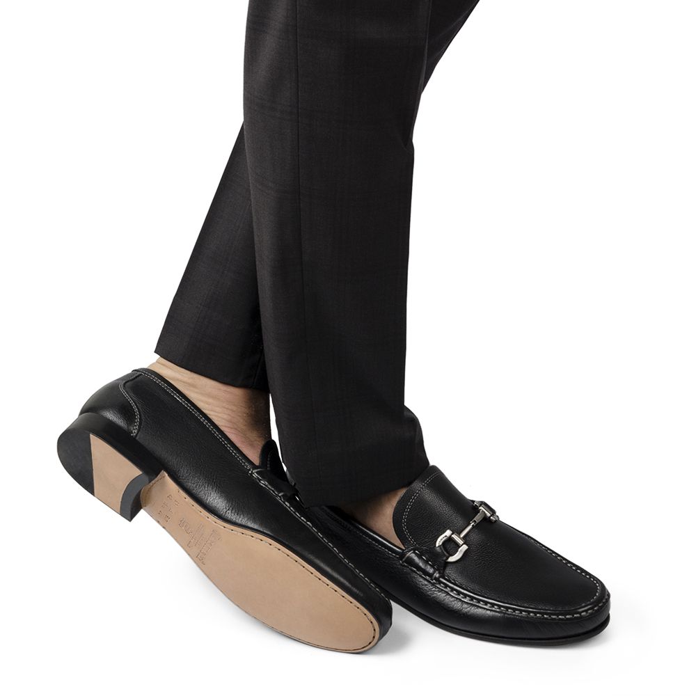 Mocassim Casual Masculino Preto Gf01 Solado De Couro