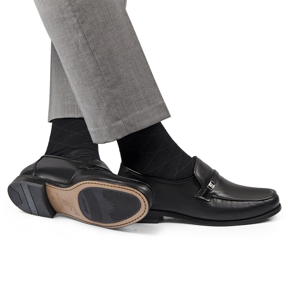 Clássico Mocassim Preto 077 Couro e Antiderrapante