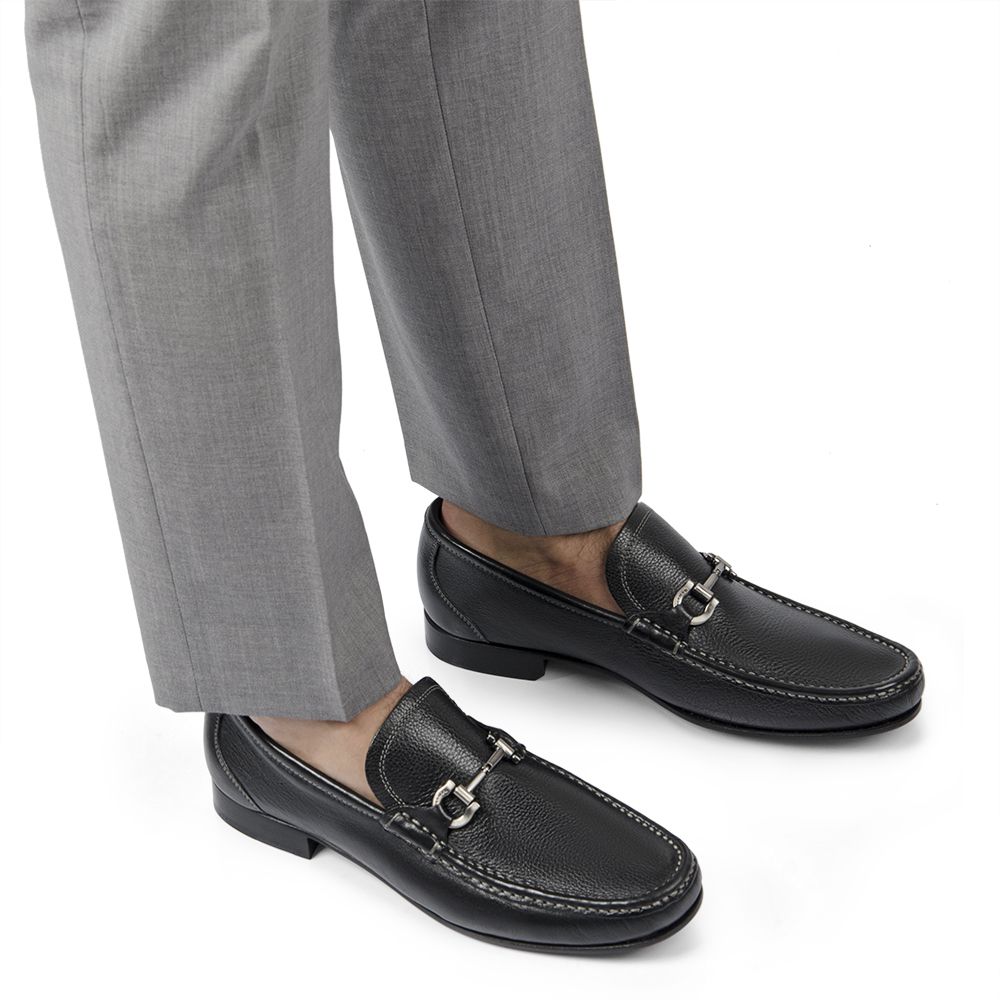 Mocassim Casual Masculino Preto Gf01 Solado De Couro