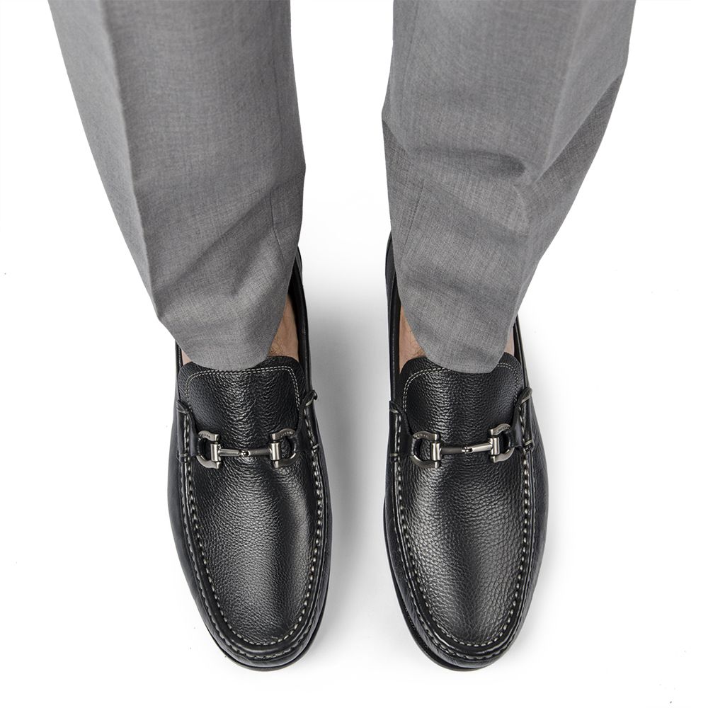 Mocassim Casual Masculino Preto Gf01 Solado De Couro